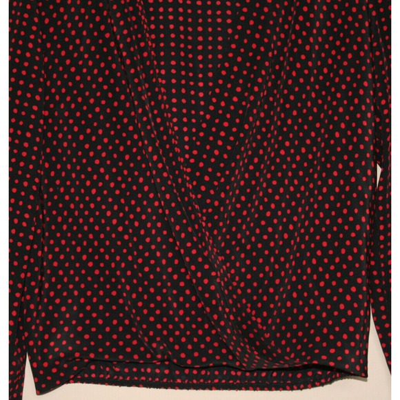Diane von Furstenberg Blouse Top Shirt Drape Front Silk Black Red Dot Size 2 DVF - Picture 4 of 4
